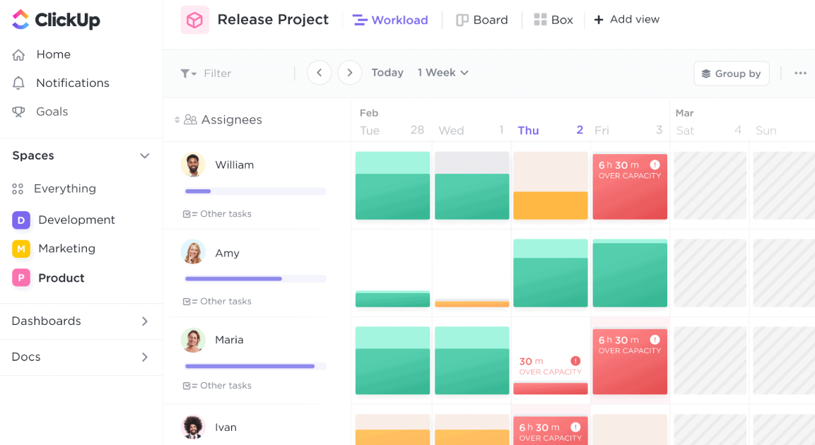 ClickUp capacity planning software