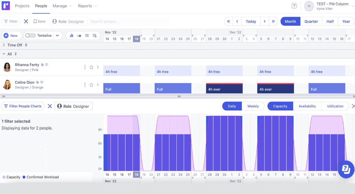 Runn capacity planning software