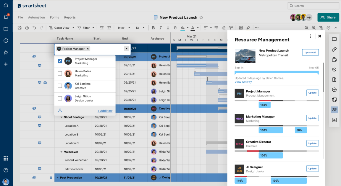 Smartsheet capacity planning solution