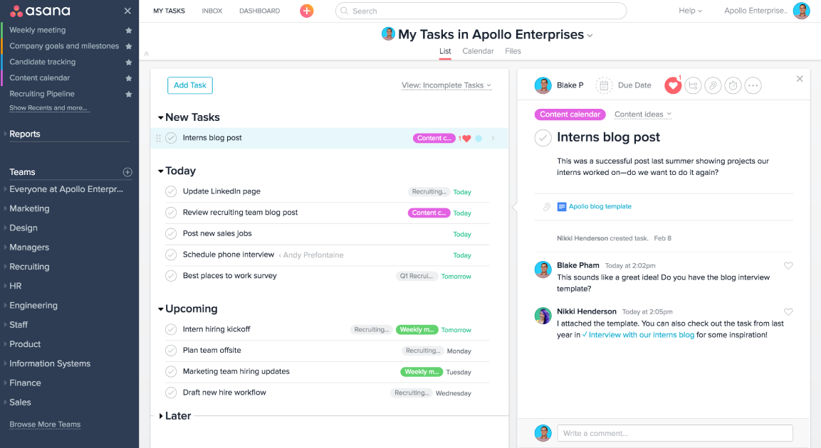 Asana’s free resource management software.