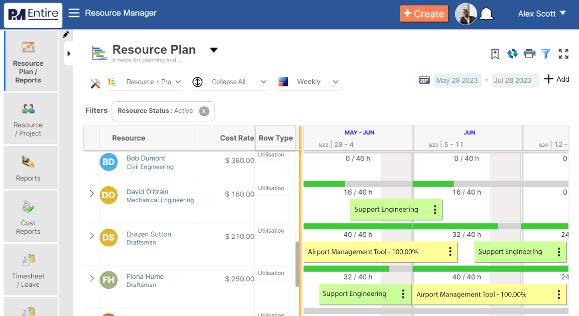 PMEntire resource scheduling tool